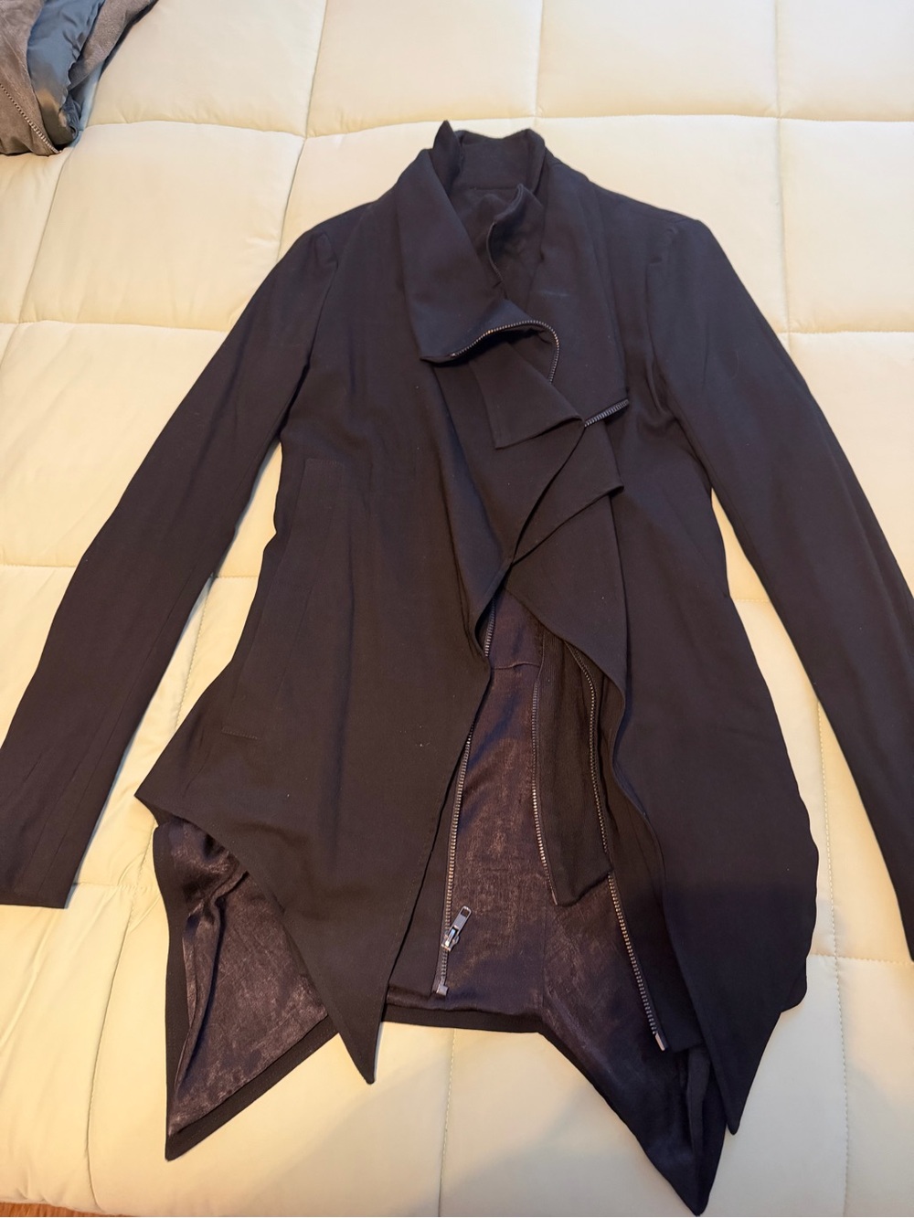 Black Ruffle-Front Blazer Jacket